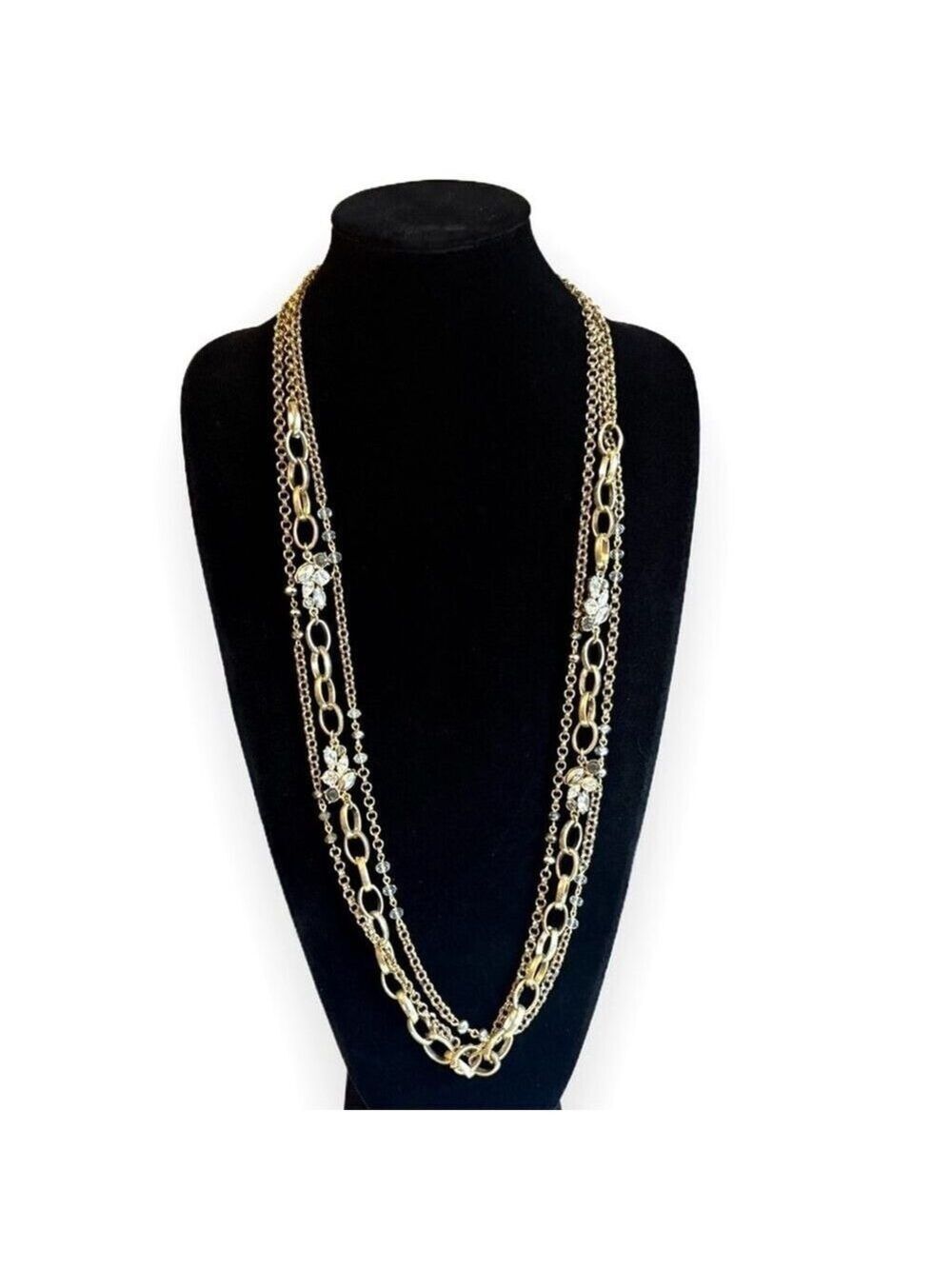 Chic City Convertible 3-n-1 Layered Gold Chain & Crystal Necklace | NWOT